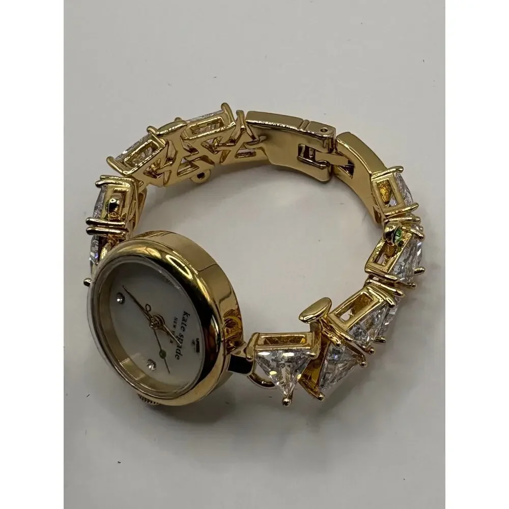 Kate Spade New York Women Watch Gold Trillion Crystal Cocktail Bangle Gold NWT